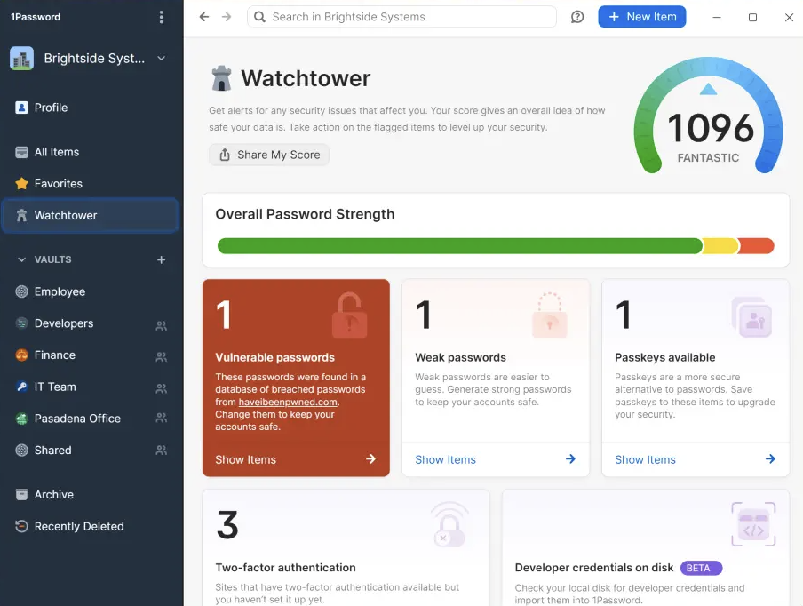 1Password interface