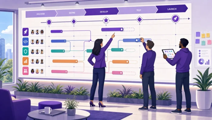 Best Project Roadmap Tools with Real-Time Collaboration - Main Image A team discussing their project roadmap