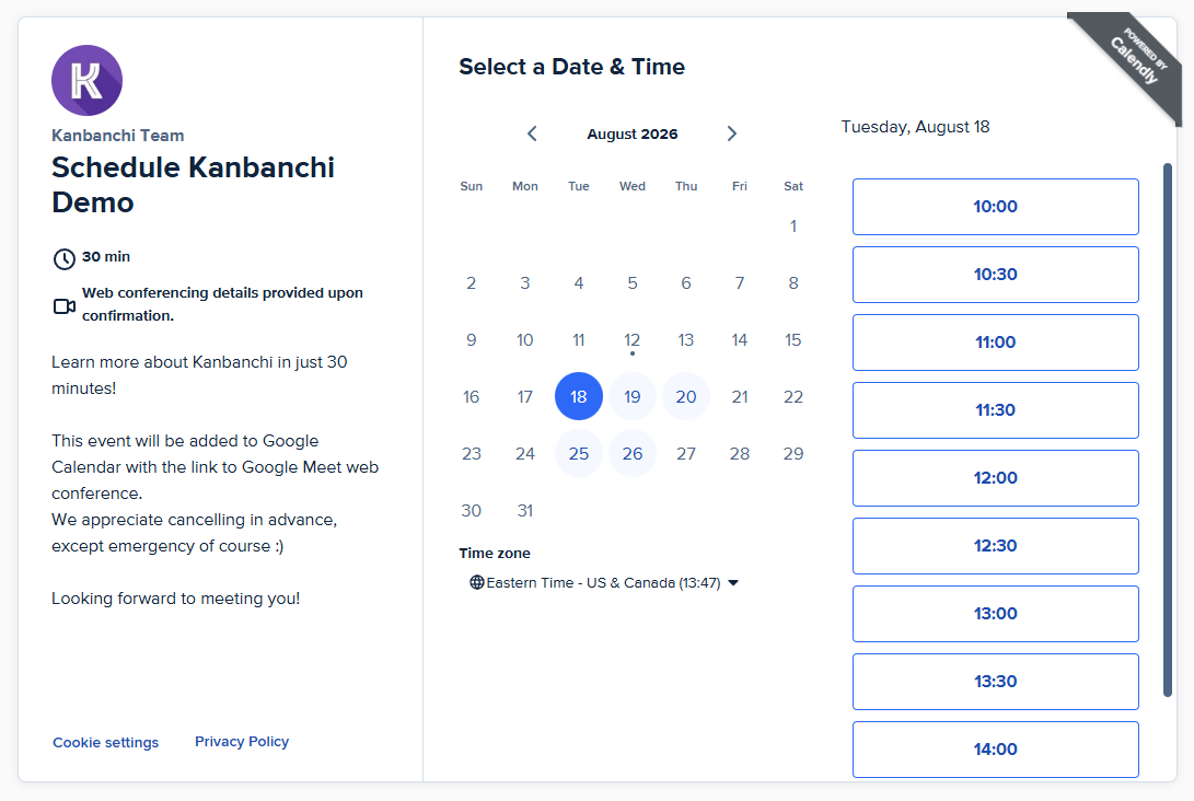 Calendly interface