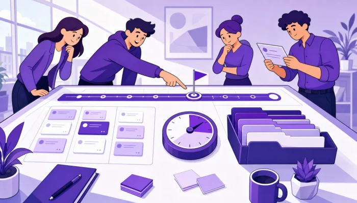 What Apps to Use for Project Timelines? - Main Image A team discussing a point on their timeline