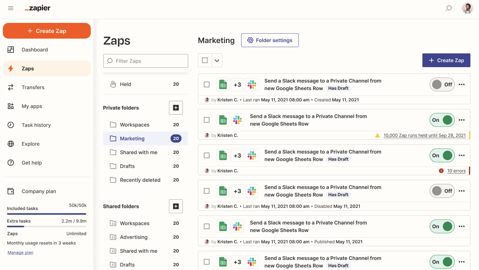 Zapier interface