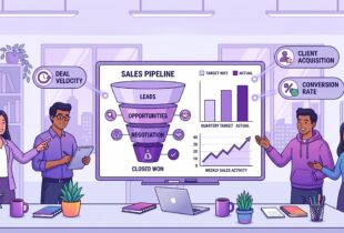 Sales team looking at ther sales pipeline and discussing deal velocity, CAC and CR